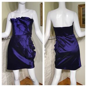 Max & Cleo Strapless Purple Taffeta Mini Cocktail Party Dress